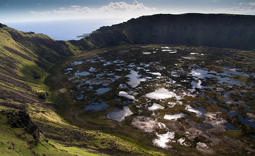 Volcan rano kau. Isla de pascua